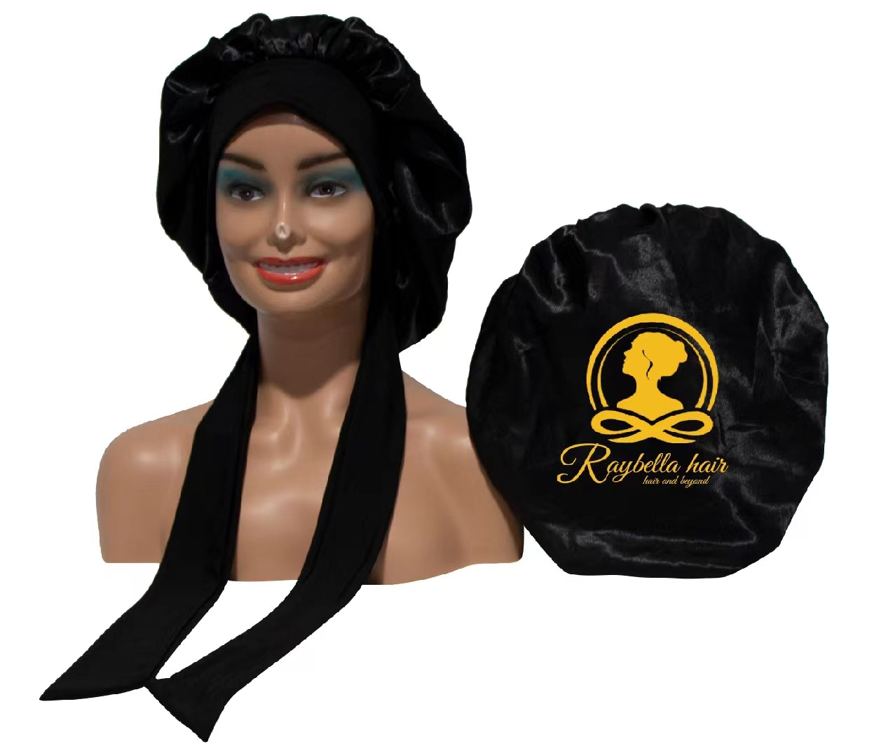 Black Satin Hair Bonnet
